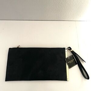 PERFECT IMAGE NEW YORK black butterfly embossed print wristlet purse